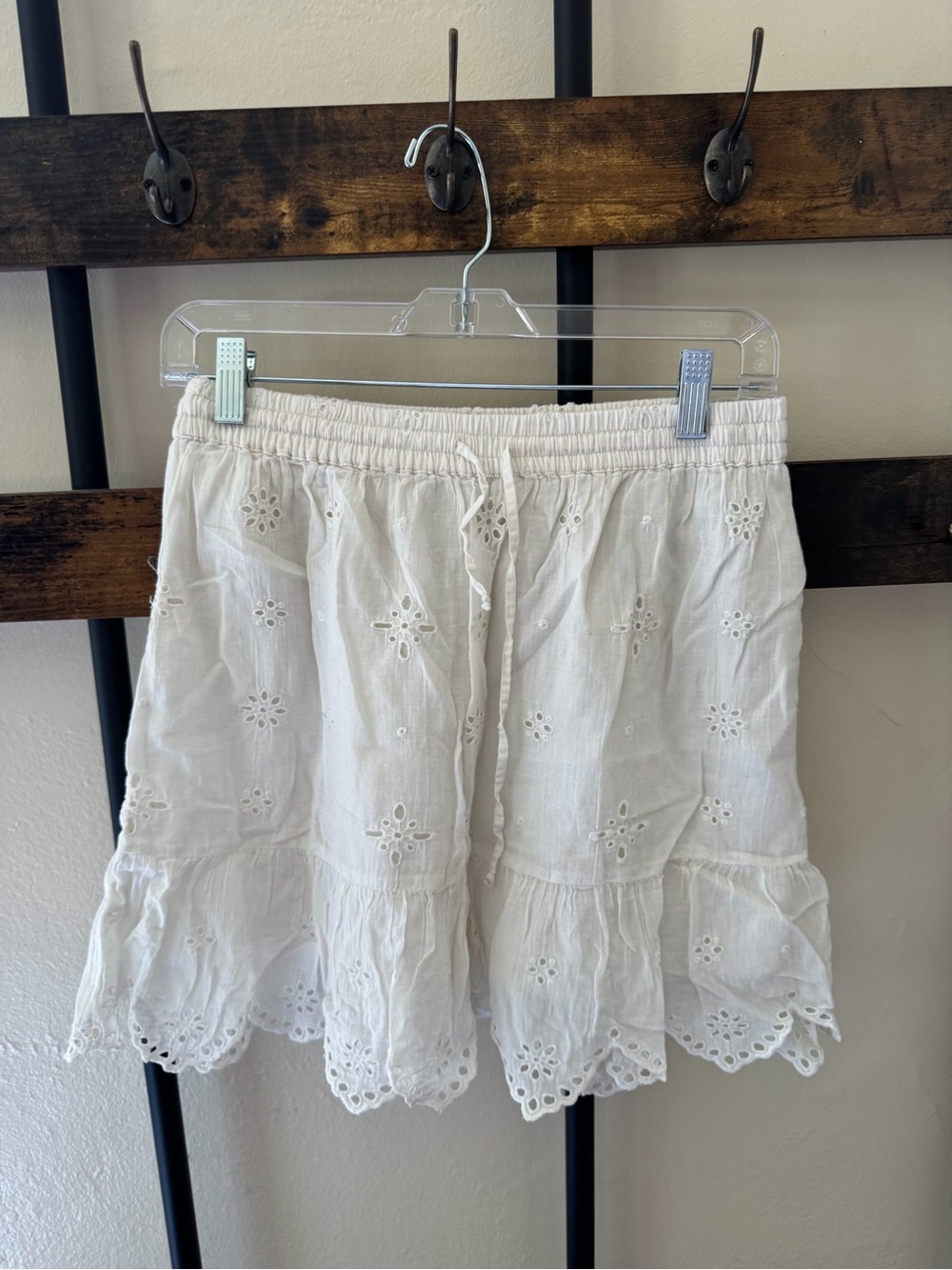 aerie White Eyelet Tiered Mini Skirt